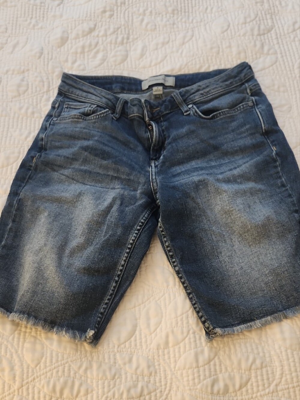 Calvin Klein Dark Blue Denim Jean Shorts - Frayed Hem